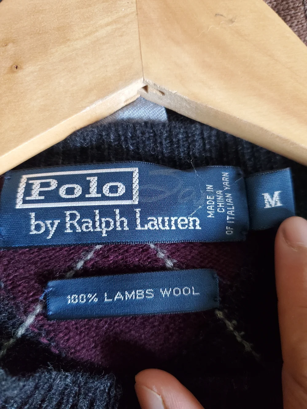 Polo by Ralph Lauren Men’s Teal & Burgundy Argyle Sweater Size Medium